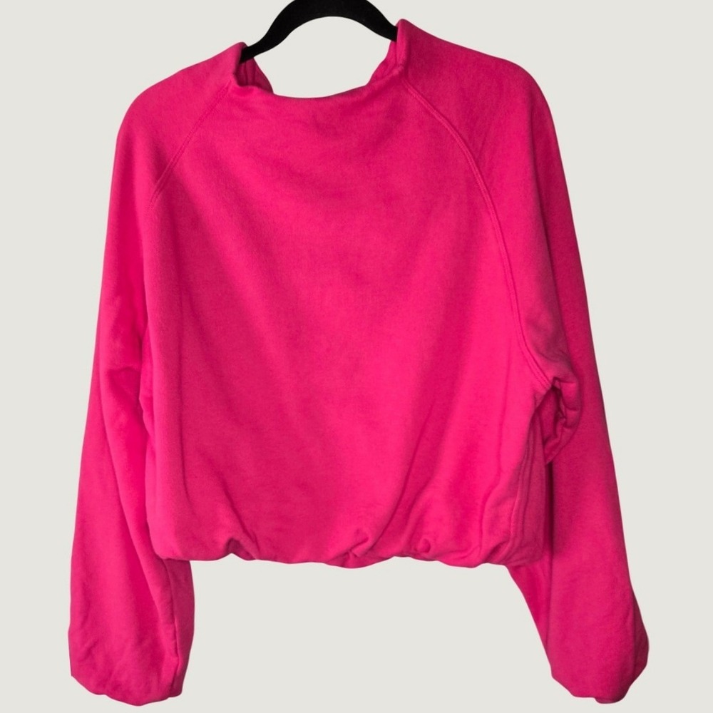 Free People Movement Hot Pink Sweatshirt Pullover Balloon Sleeve Large